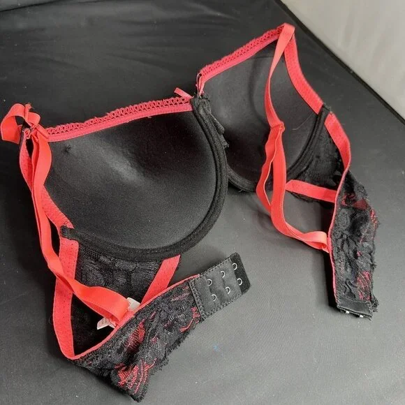 Angelina Black Pink Bra Silky Lace Detail Convertible Removable AdjustableStraps - Picture 10 of 10